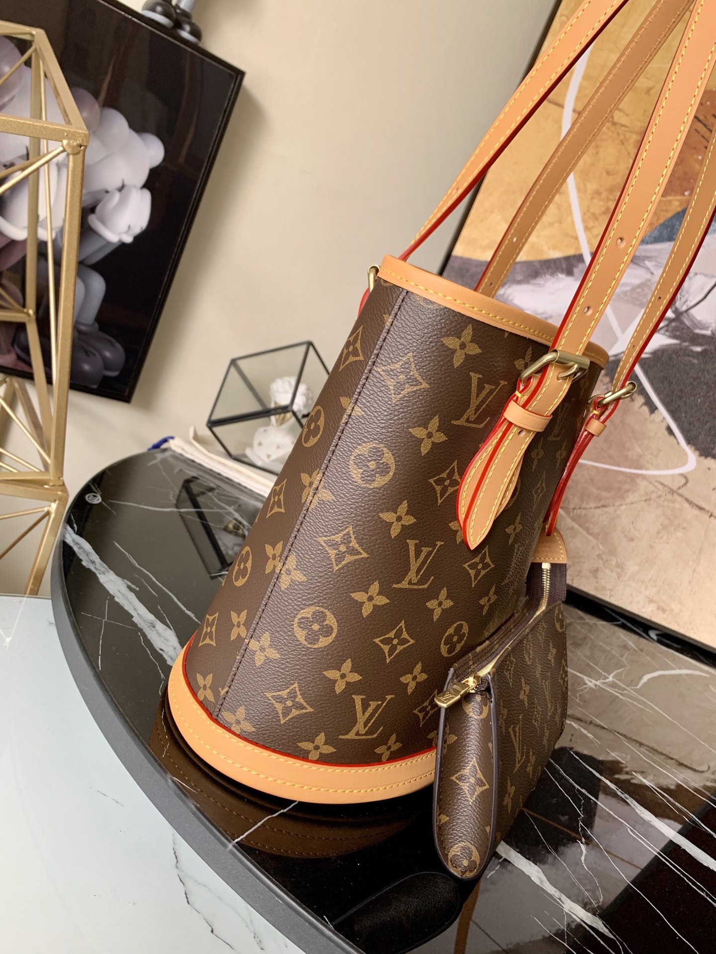 l0vis Vvtt0n bucket pm 23 shoulder tote bag monogram canvas brown m42238 23 x 15 x 26 cm