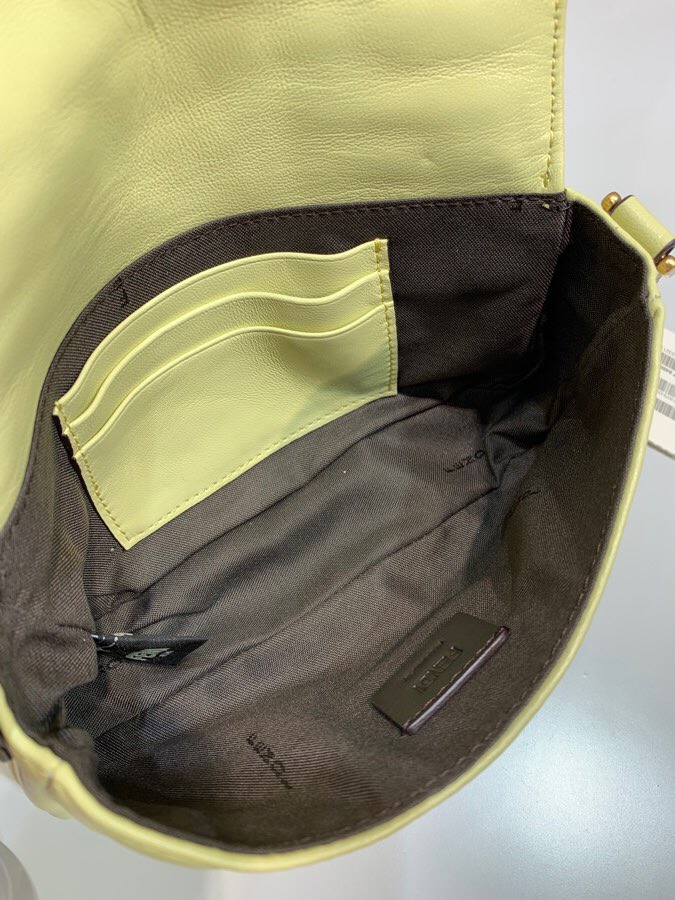 F**di small baguette nappa leather lime 8bs017 18 x 4 x 11 cm