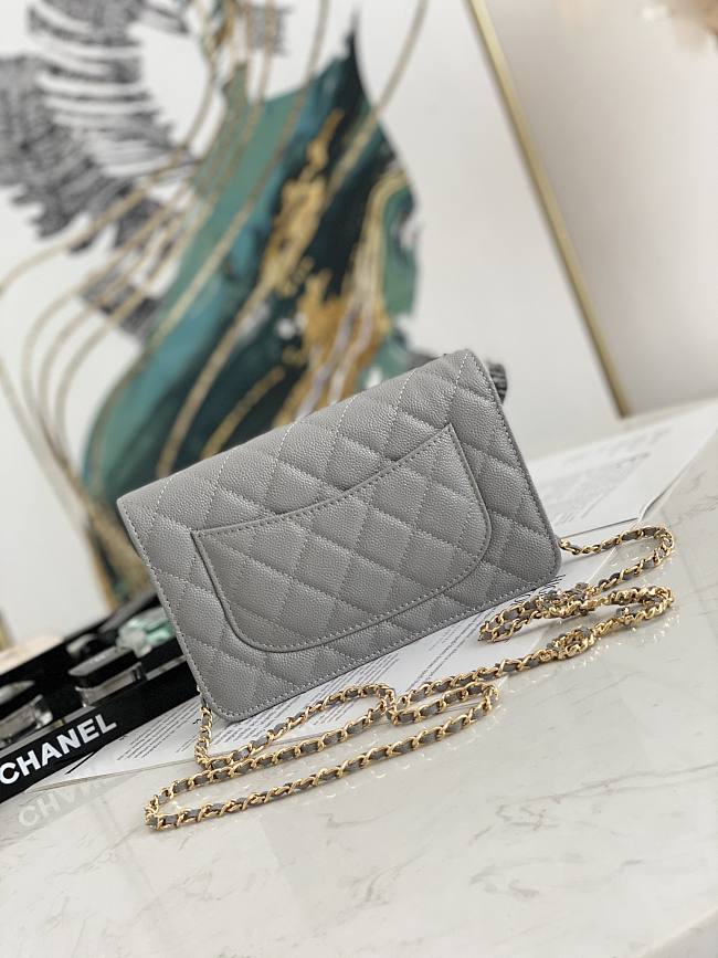 Ch**el wallet on chain gray ap2298 19.2 × 12.3 x 3.5 cm