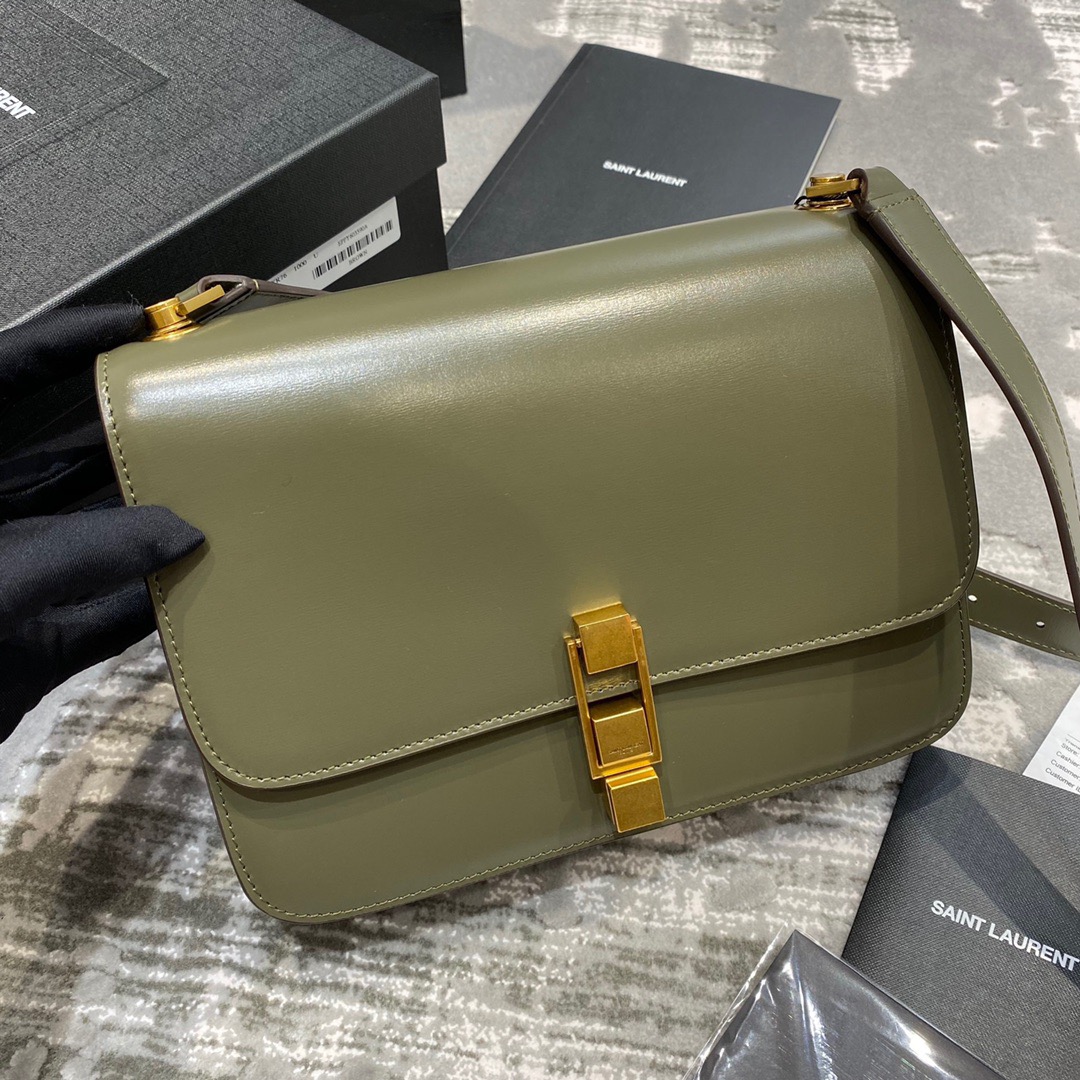 Y51 le carre satchel in box olive green 6332141 23 x 17.5 x 6.5 cm