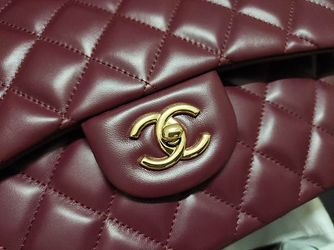 Ch**el flap bag lambskin leather gold chain burgundy a1113 30cm