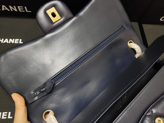 Ch**el flap bag lambskin leather gold chain navy a1113 30cm