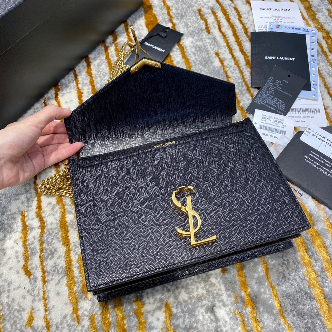 Y51 cassandra medium chain bag grained leather black 532750 22 x 16.5 x 5.5 cm