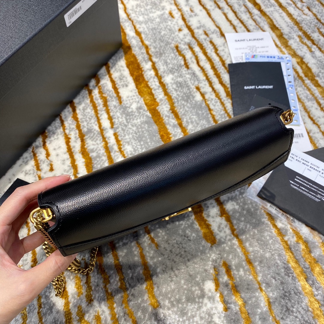 Y51 cassandra medium chain bag grained leather black 532750 22 x 16.5 x 5.5 cm