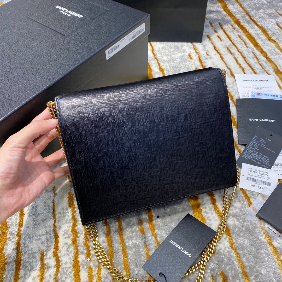 Y51 cassandra medium chain bag grained leather black 532750 22 x 16.5 x 5.5 cm