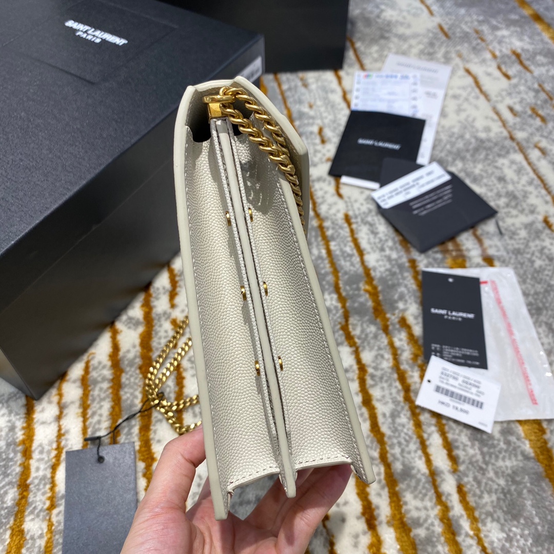 Y51 cassandra medium chain bag grained leather white 532750 22 x 16.5 x 5.5 cm