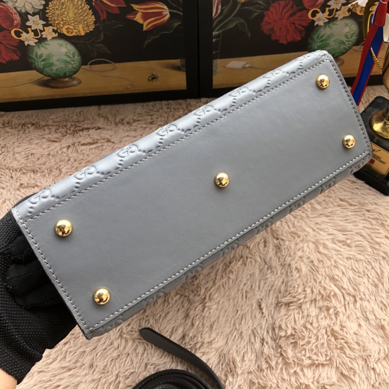 Gvc*1 padlock small top handle bag signature leather gray 453188 28 x 19 x 11 cm