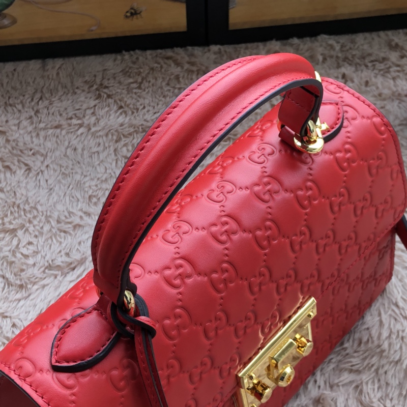 Gvc*1 padlock small top handle bag signature leather red 453188 28 x 19 x 11 cm