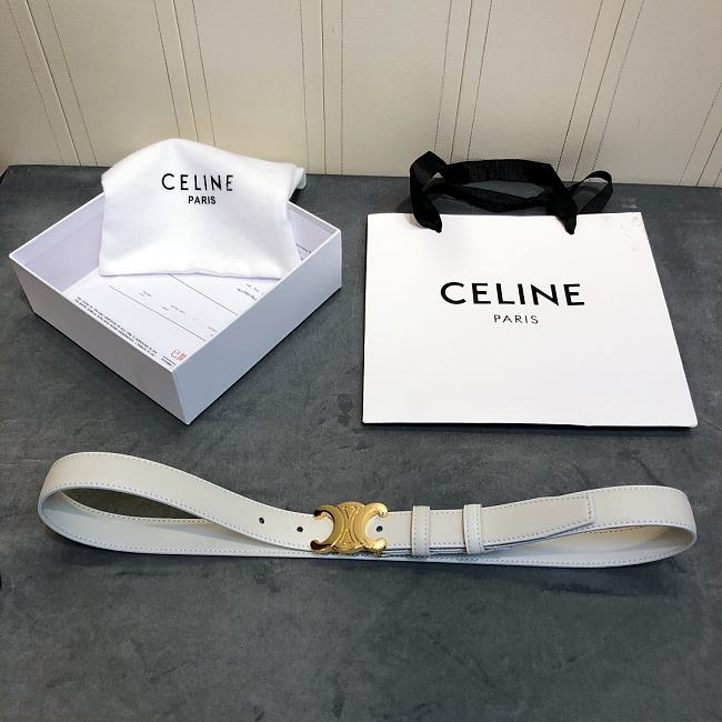 Ce1i*e cowhide leather belt white size 2.5 cm