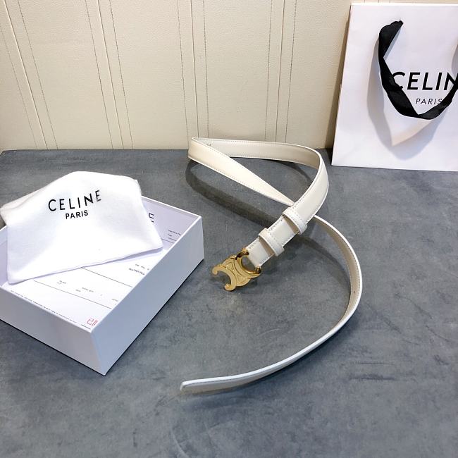 Ce1i*e cowhide leather belt white size 2.5 cm