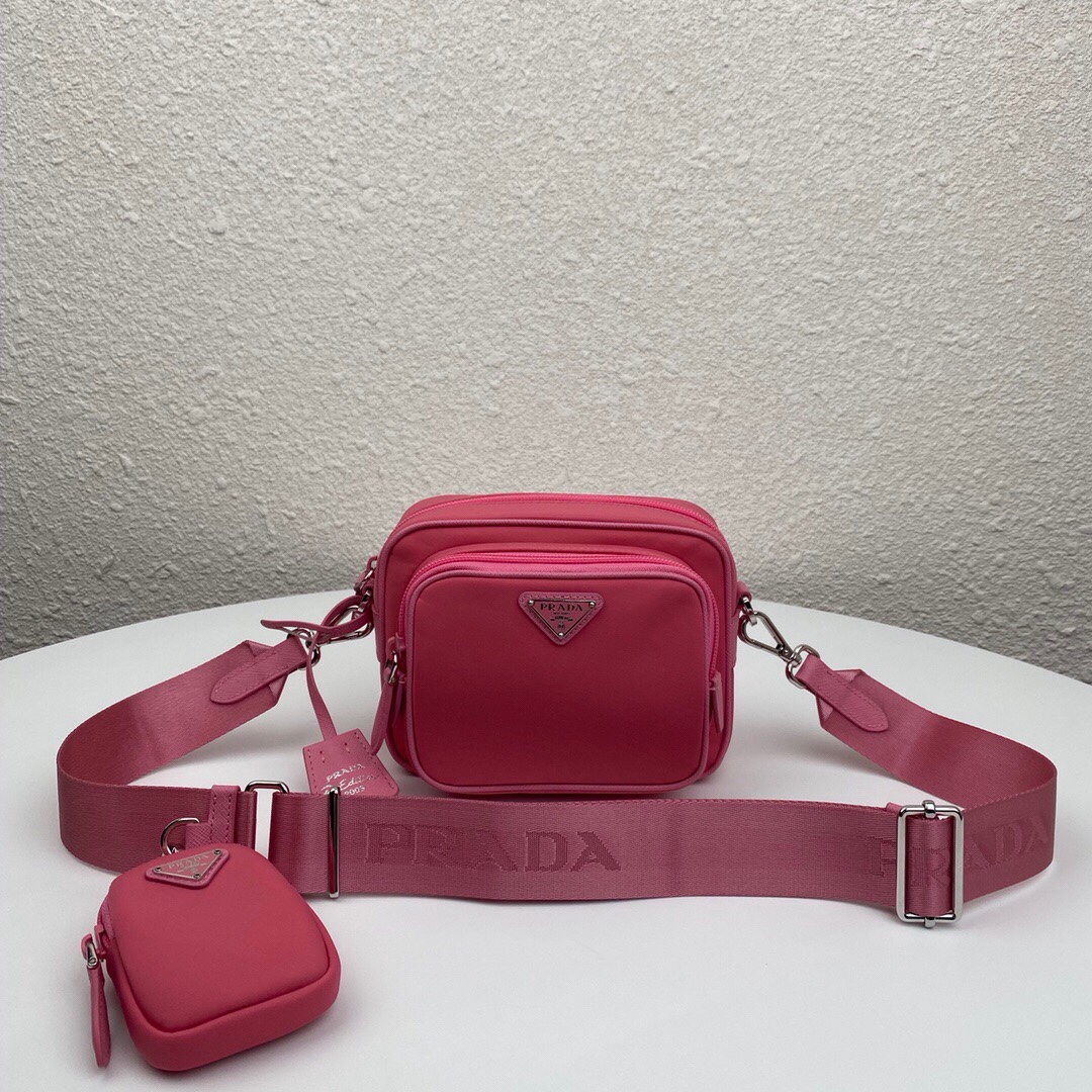 Pra*a re-edition 2005 hobo camera nylon bag pink 1bh153 20 x 15 x 5 cm