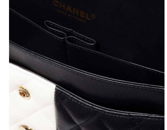 Ch**el flap bag black and white & golden chain 25cm