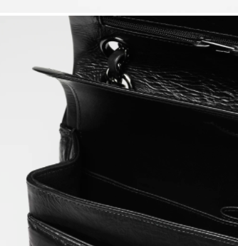 Ch**el classic handbag shiny crumpled calfskin black 25.5cm