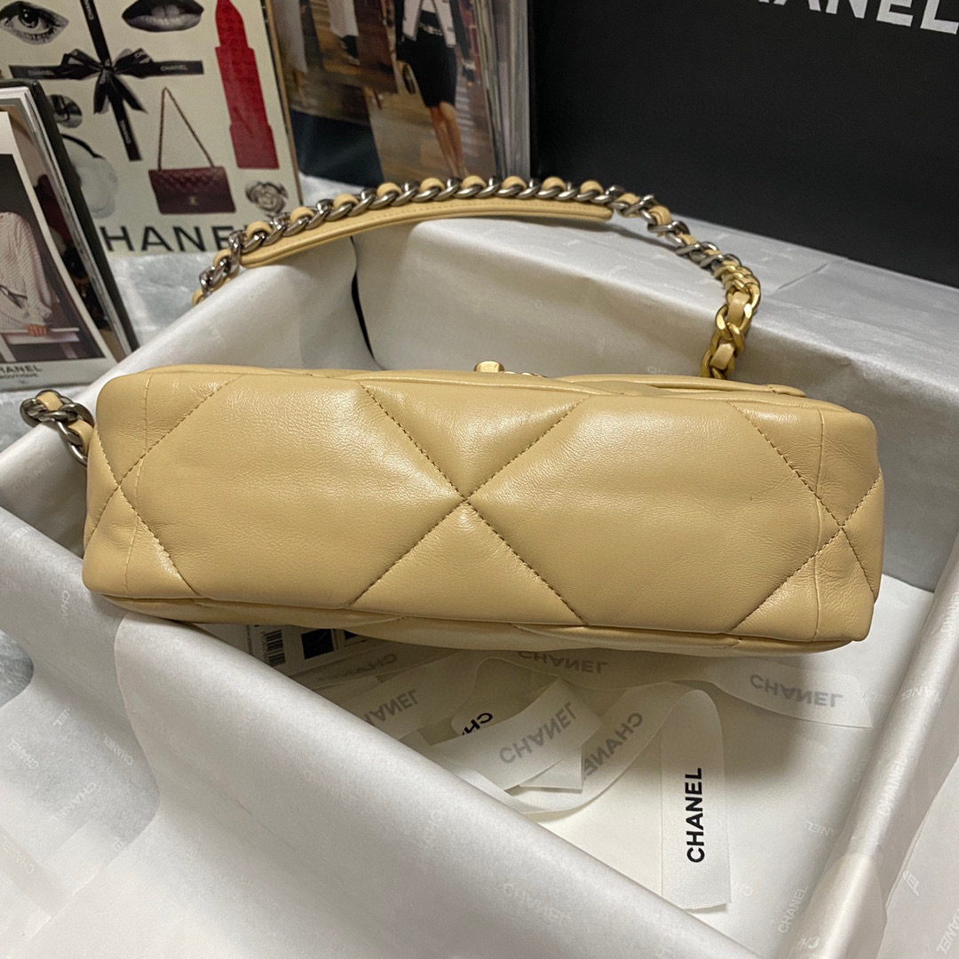 Ch**el 19 calfskin in yellow-26×16×9cm