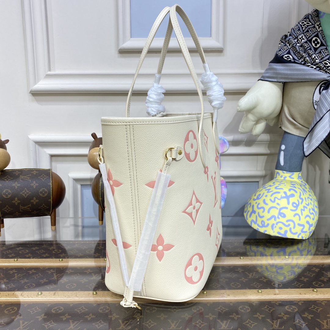 LV Neverfull MM Cream Leather M58907 - 31 x 28 x 14 cm