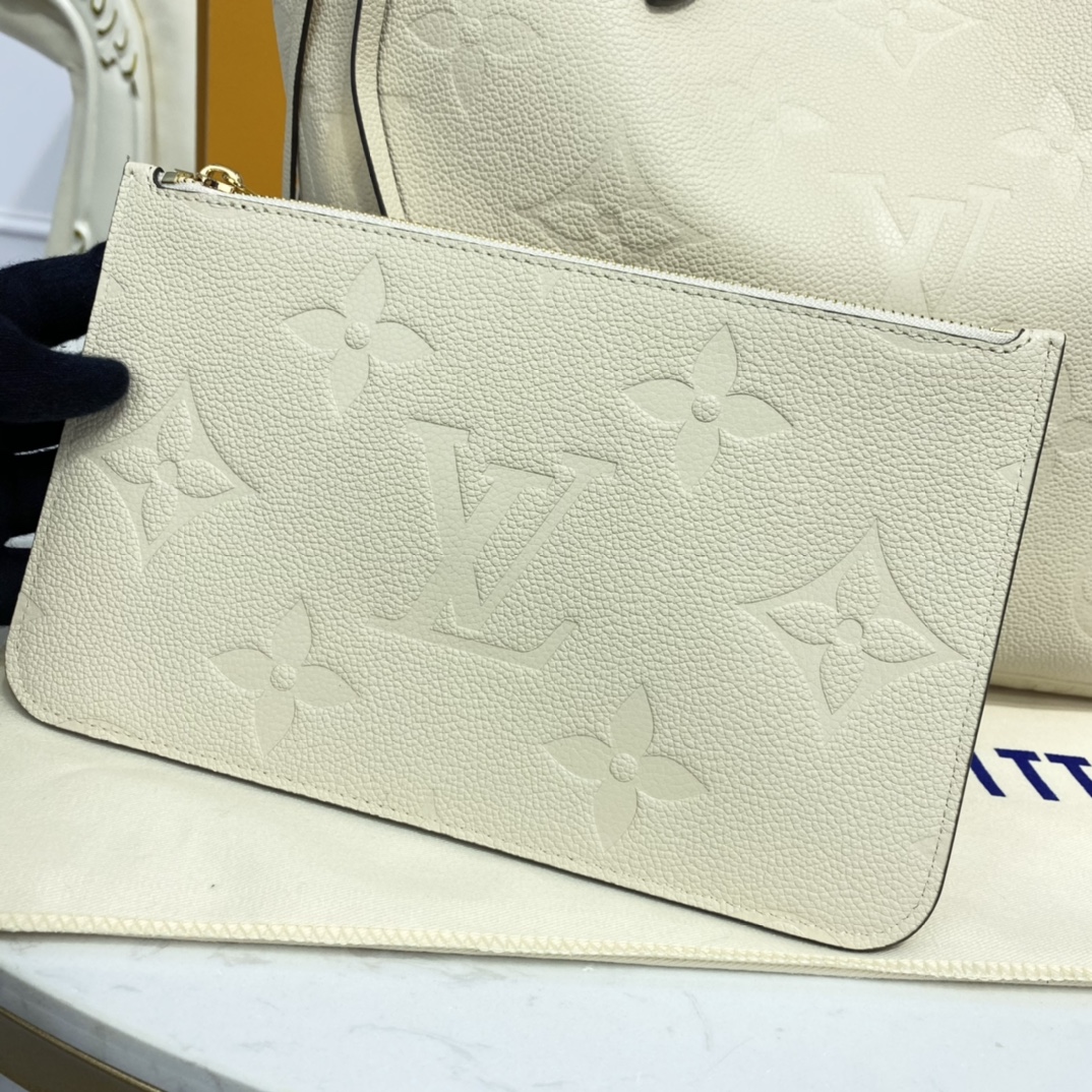 LV NEVERFULL MM Monogram Empreinte Leather White M45685 - 31cmx 28 x 14 cm