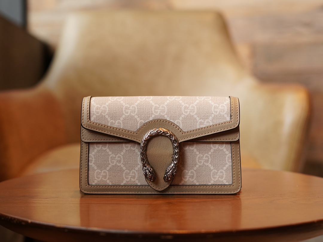 gvc*1 dionysus S*per mini leather bag beige and white ‎476432 - 16.5x10x4cm