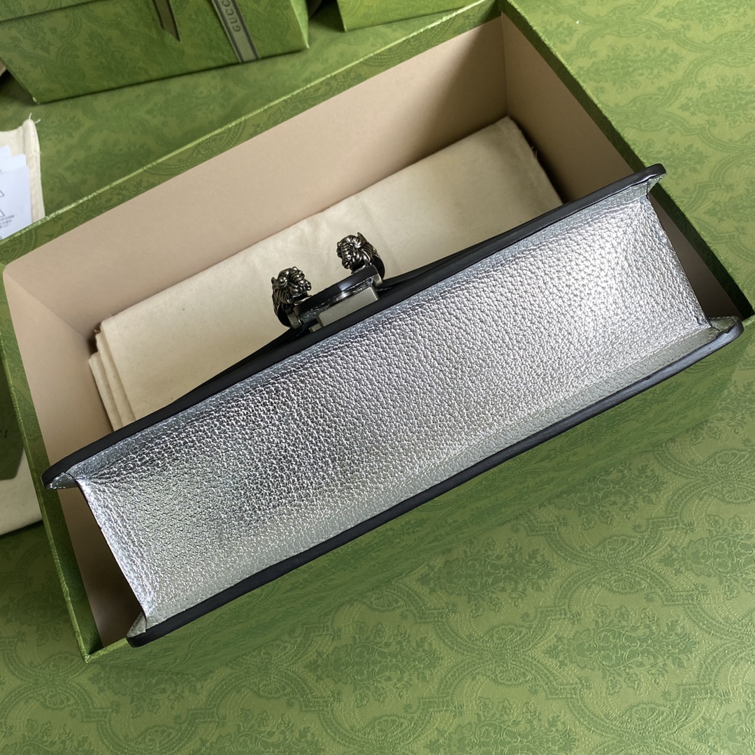 Gvc*1 dionysus small shoulder bag silver lamé leather 499623 - 25x13.5x7cm