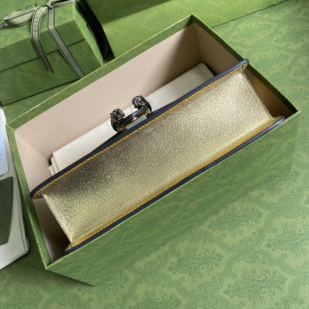 Gvc*1 dionysus small shoulder bag gold lamé leather 499623 - 25x13.5x7cm