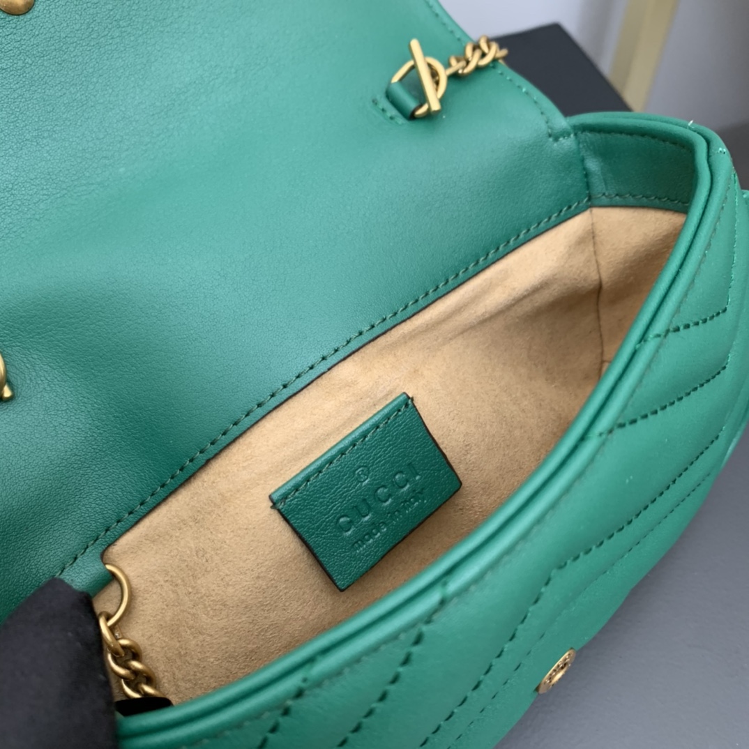 gg marmont matelassé S*per mini bag green 476433 - 16.5 x 10 x 4.5cm