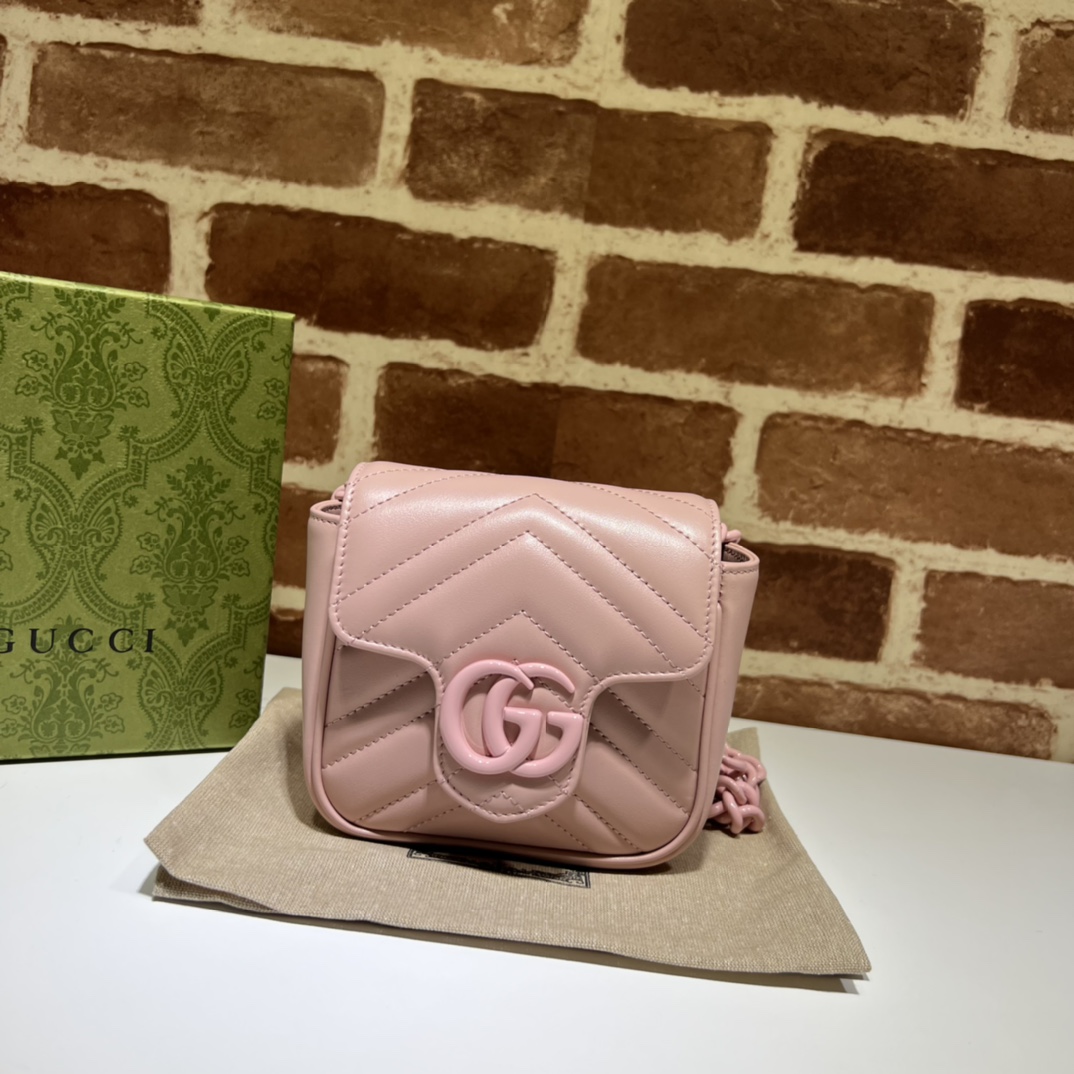 GG Marmont Mini belt bag Light Pink 739599 - 12x12.5x7cm