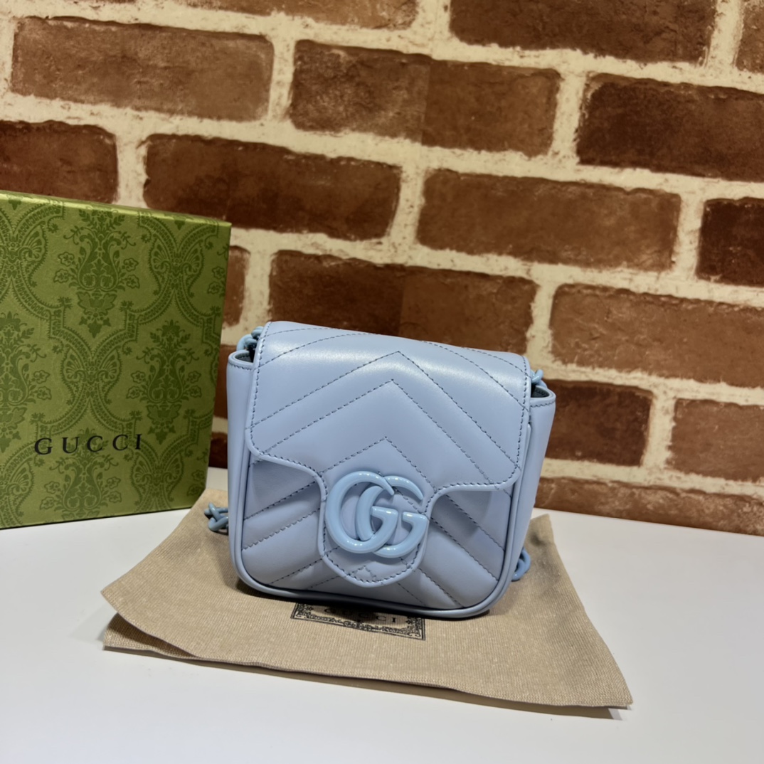 GG Marmont Mini belt bag Pale Blue 739599 - 12x12.5x7cm