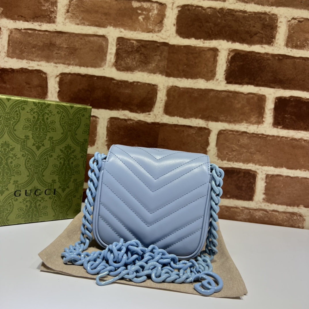 GG Marmont Mini belt bag Pale Blue 739599 - 12x12.5x7cm