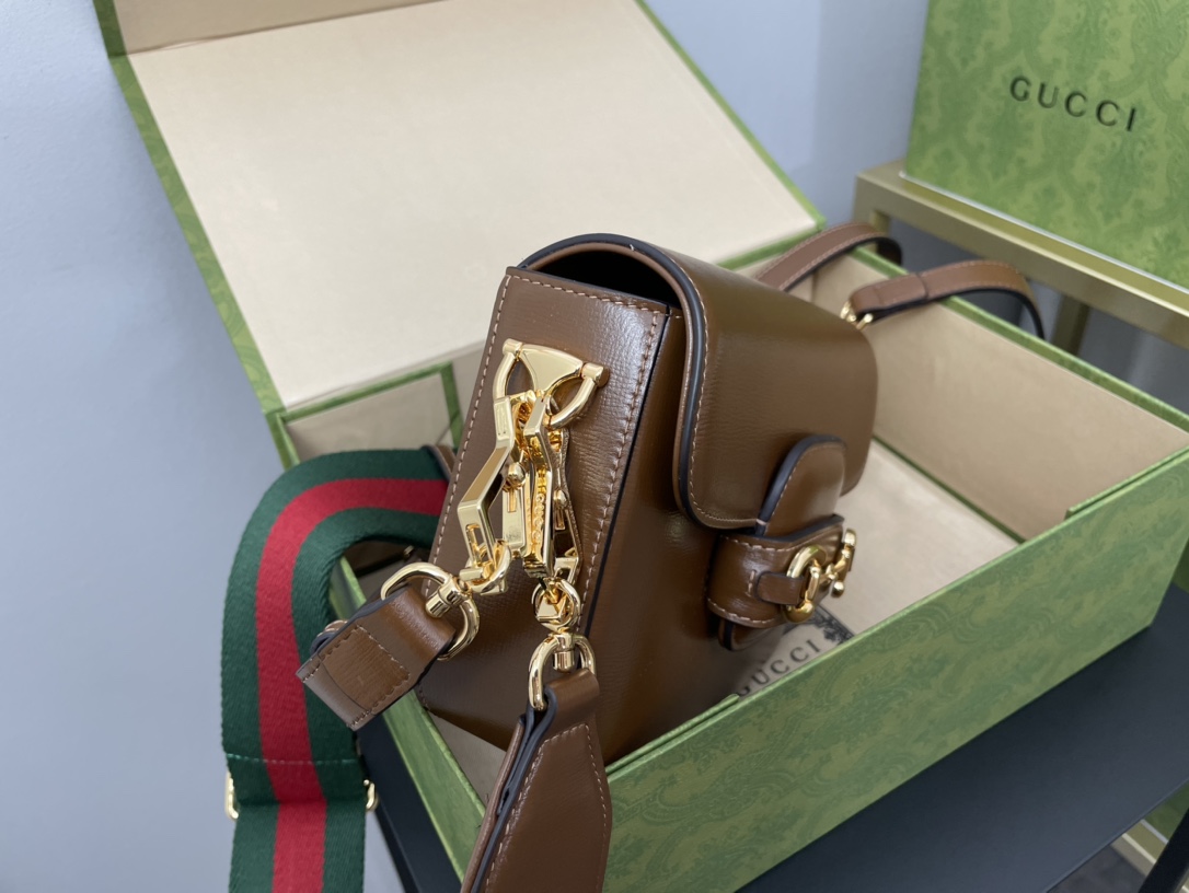 Gvc*1 horsebit 1955 mini bag brown leather ‎658574 - 20.5x14.5x5cm