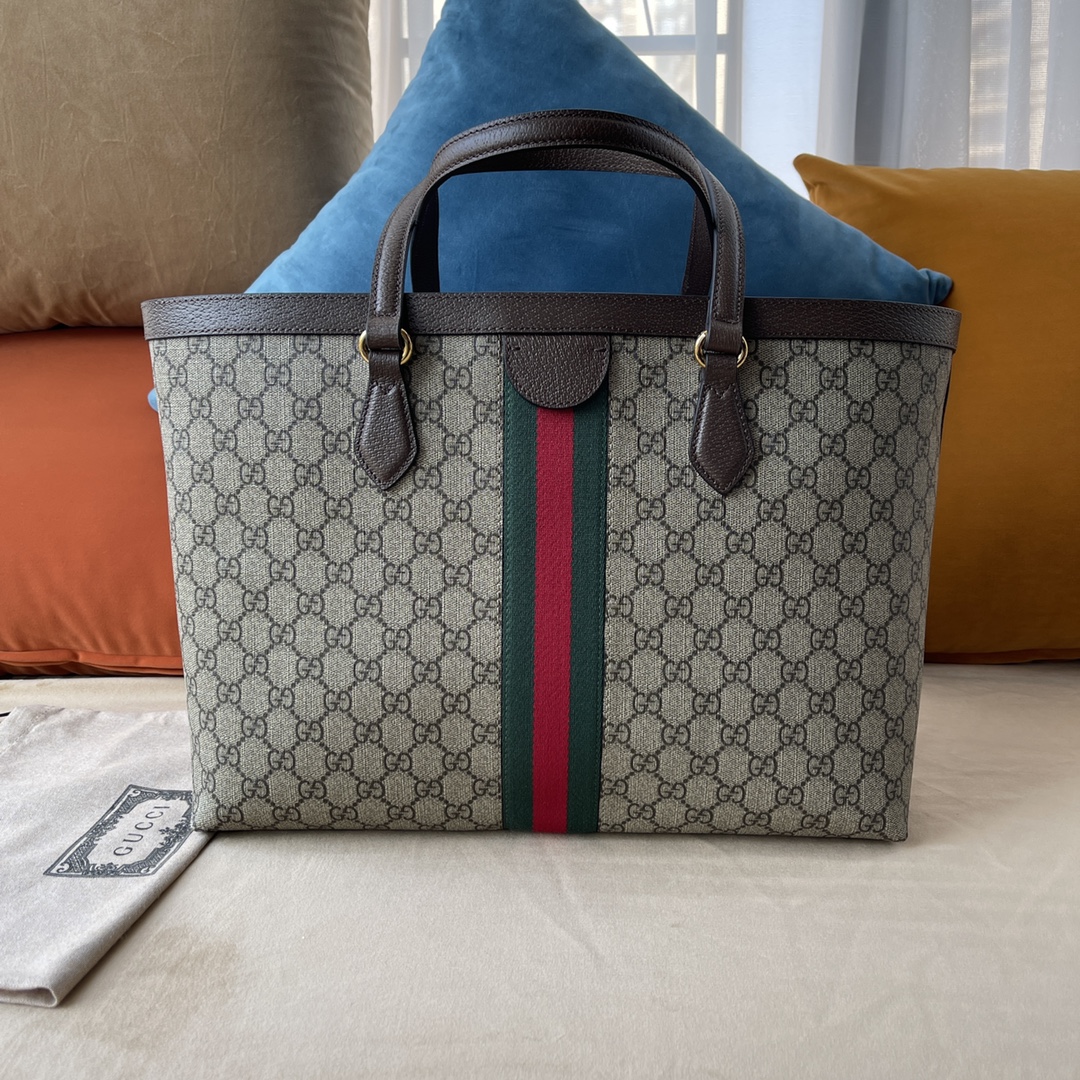 Gvc*1 ophidia gg medium tote brown leather   739730  - 38 x 28 x 14cm