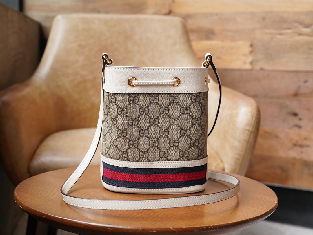 Gvc*1 ophidia mini gg bucket bag white leather 550620 - 15.5x19x9cm