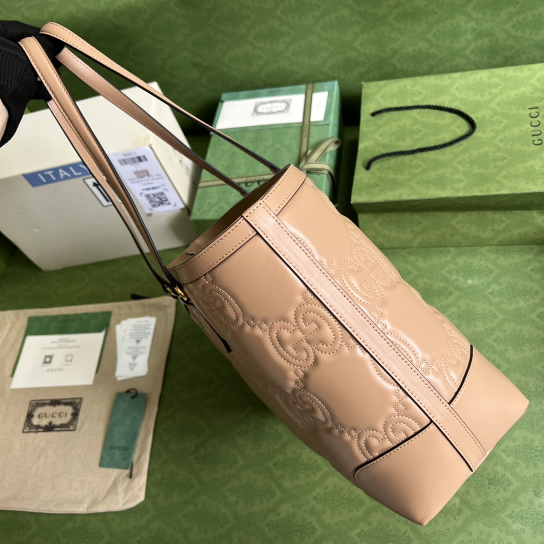 Gvc*1 ophidia gg matelassé medium tote dusty pink 631685 - 38 x 28 x 14cm