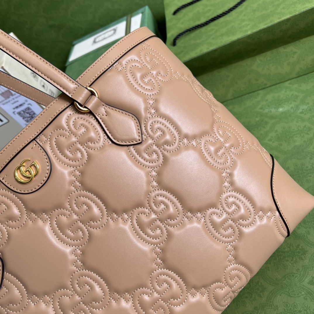 Gvc*1 ophidia gg matelassé medium tote dusty pink 631685 - 38 x 28 x 14cm