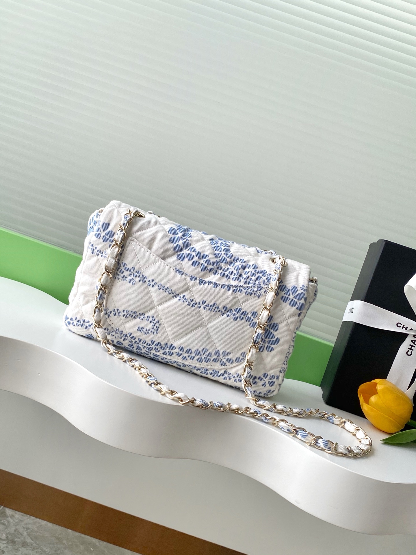 Ch**el 2025 new style flap blue 25cm