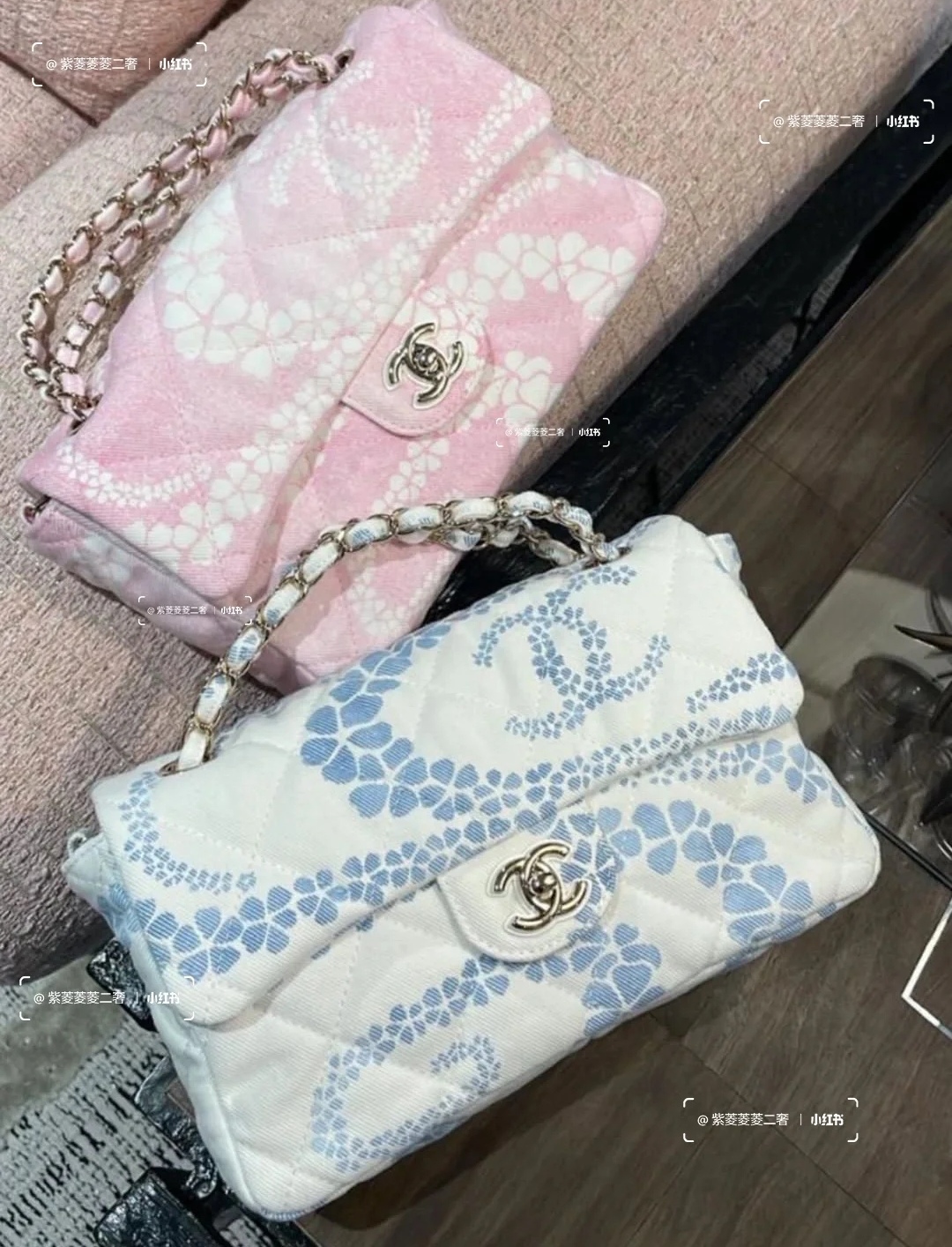 Ch**el 2025 new style flap blue 25cm