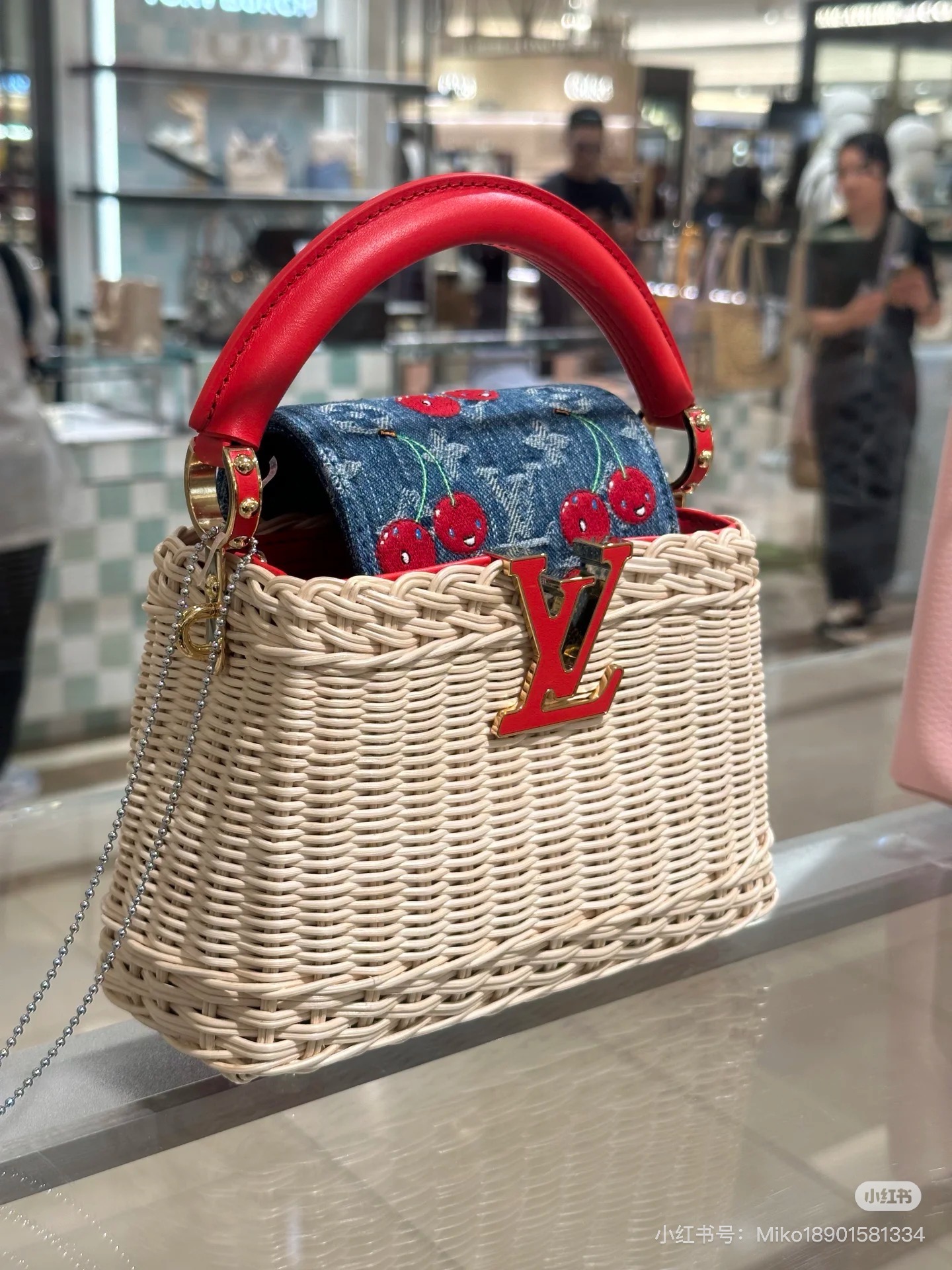 lv Capucines Braided Cherry red